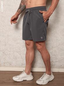 Kit 3 Shorts Elastane Mauricinho Beach Men's With Lycra Gym Running Cross Plain Basic - Gray/Navy/Beige - View 4