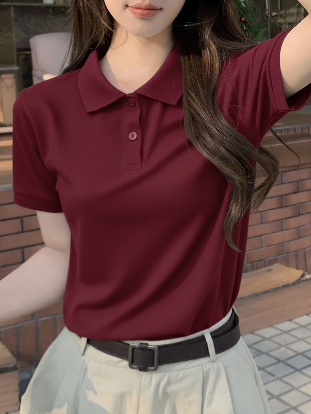 Blusa Gola Polo Manguinha Curta Botoes Funcionais Moda Feminina Confortável