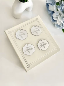 256/128/64/32/16/8/4 buc etichete acrilice personalizate cu oglindă, etichete "Salvați data", cu găuri, inci, pot fi folosite ca favoruri pentru baby shower, favoruri pentru petreceri de nuntă, etichete cu nume personalizate pentru articole lucrate manual, etichete cu nume de nuntă, etichete cu nume personalizate
