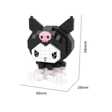 Juguetes de bloques de construcción de Melody Kulomi Hello Kitty, un lujoso juego de modelo de juguete para niños, adecuado para niños y niñas en juegos de rompecabezas DIY, juegos de anime de dibujos animados, decoraciones de escritorio para amantes de los bloques de construcción, útiles escolares, también adecuado como regalos de Navidad y cumpleaños. Juguetes de personajes de anime para niños y niñas.