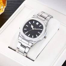 2025 New Men's Square Business Sports Calendar Adjustable Steel Band Quartz Watch, Suitable As Gift/Birthday Present
