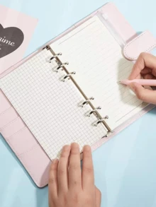 Taccuino guscio macaron A5, regalo per matrimoni e ufficio, blocco note all'ingrosso, pagine interne registro, ricambio fogli mobili, busta portadocumenti famiglia, scheda dati, libro di archiviazione A5, libro informazioni documenti, custodia portacertificati, taccuino riutilizzabile, raccoglitore ad anelli standard universitario, con tasca, etichetta e divisori, disponibile in 8 stili di colore ametista, essenziale per studenti e professionisti