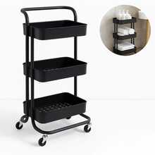 Black Multipurpose Organizer Cart With Wheels For Manicure, Bathroom, Laundry, Books, Fruit Bowl - 黑色 - 查看 4