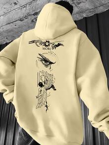 Estilo de  Oscura, Sudadera con Capucha para Hombre con Estampado de Patrón de Elemento Visual Único y Misterioso - Rojo - Ver 11