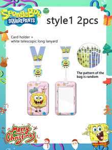 2/4/6 pezzi Porta tessere SpongeBob SquarePants, per metropolitana, campus, autobus, tessera pasto, tessera cittadino, tessera controllo accessi, tessera ritiro/consegna, tesserino di lavoro, cordino, guscio rigido, pass di accesso, etichetta, migliore decorazione per atmosfera festiva