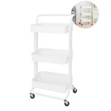 White Multipurpose Organizer Cart With Wheels For Manicure, Bathroom, Laundry, Books, Fruit Bowl - 白色 - 查看 4
