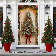 多功能节日花环 - 鲜艳的聚酯纤维门横幅，适合圣诞节、万圣节等 - 易于悬挂，无需电源，非常适合派对和庆祝活动，最适合圣诞节，非常适合感恩节 - 彩色 - 查看 3