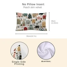 1pc Christmas Town Snowy Landscape Cushion Cover, Single-Sided Printed Soft Peach Velvet Material, 30*50cm/40*60cm Pillow Case Suitable For Indoor Decor, Party Decor, Decorative Pillow Cover Gift