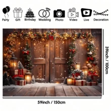 1pc Christmas Warehouse Scene Decorative Banner, Polyester Material, Holiday Decoration Backdrop, Party Photography Background, Indoor/Outdoor Decoration, Birthday Party New Year Event Decor, Multiple Sizes Available - Multicolor - View 2