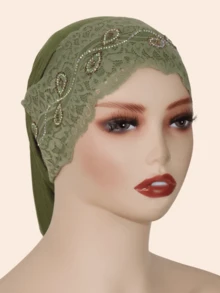 1pc Women's Fashionable Rhinestone Decorated Scarf, Soft Modal Fabric, Suitable For Malaysia & Middle East