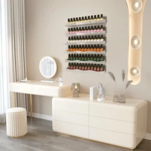 Spiegelgold Acryl Nagellack Regal, 38 cm wandmontiertes Regal Nagellack Regal, Aufbewahrungsregal für Sonnenbrillen, ätherische Öle