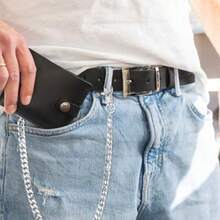 1pc Minimalist Pants Chain, Men's Wallet Chain, Silver Color Pants Chain, Aluminum Pocket Key Chain With Lobster Clasps At Both Ends, Unisex Accessory - Silver - View 4