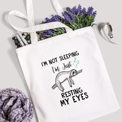 Coralgraph I'm Not Sleeping Just Resting My Eyes Sloth Novelty Present Gift Printed Stylish Long Handled Tote Shoulder Bag TB718