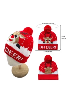 1 buc Căciulă de Crăciun cu model om de zăpadă, ren, brad de Crăciun, tricotată, cu manșetă, protecție caldă pentru urechi pentru bărbați și femei, Crăciun, accesorii pentru petrecere de Crăciun, decorațiuni de Crăciun, costum de Crăciun - Multicolor - Vizualizare 2