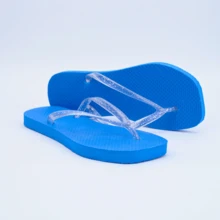 Chinelo Infantil/Adulto Menina Blogueirinha Macio Antiderrapante Transparentes Glitter Promoção Envio Imediato - Azul - Visão 4