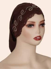 1pc Women's Fashionable Rhinestone Decorated Scarf, Soft Modal Fabric, Suitable For Malaysia & Middle East