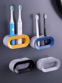 1pc Electric Toothbrush Holder, Wall Mounted Toothbrush Storage Rack, Punch-Free Toothbrush Storage Organizer, Bathroom Plastic Toothbrush Shelf, Bathroom Accessories, Home Decor, Furniture For Home - Multicolor - View 1