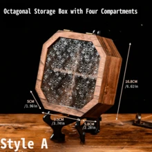 1 pièce Cabinet d'affichage en bois vintage octogonal/carré avec tiroir et dessus en verre, boîte de rangement de maquillage, bijoux, style nordique, organisateur de bureau en bois massif, cadeau idéal pour Halloween et Noël
