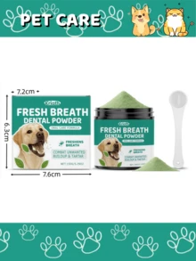 Polvo limpiador de dientes para perros - Protege la higiene bucal, limpia suavemente los dientes del perro, polvo dental para mascotas fresco y limpio - Multicolor - Ver 2