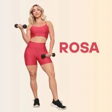 Women's Fitness Set Suplex Gym - Top Without Padded Thin Straps + Tight Shorts High Waist Mid-Thigh - 淺粉色 - 查看 3