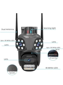 Câmera De Segurança Wi-Fi Externa Com 3 Lentes, 360°, Zoom Óptico, Visão Noturna, À Prova D'Água - Preto - Visão 4