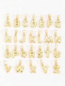 1pc Fashion Creative Elegance Bubble A-Z English Initials Letter Stainless Steel Necklace Gold Necklace For Women, Women's Daily Casual Wear Personalized Necklace Collarbone Chain - Gold - View 4