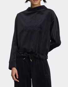 Adidas Originals Trefoil Mock Sweat Sports Pullover Splicing Sweatshirt CG Women's - Black - View 3