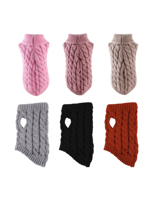 Fashionable Autumn/Winter Pet Dog Sweater, New Solid Color Cable Knit Comfortable Pet Clothing