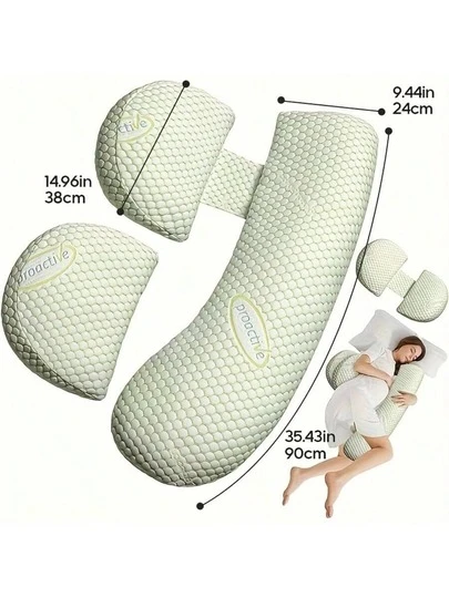 孕妇枕 - 柔软 U 型腰部支撑垫，适合侧卧者，孕妇腹部枕头，非常适合孕妇 - 孕妇用品