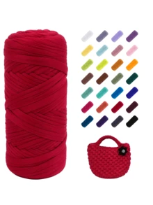 Hilo de camiseta premium - 200g/Pc Hilo elástico de alta calidad, hilo de poliéster suave y elástico para proyectos de ganchillo vibrantes, ideal para decoración del hogar, manualidades DIY como tejido DIY, proyectos de ganchillo, bolsos tejidos a mano, cestas, mantas, alfombras, zapatos, pantuflas, cojines y muñecas, hilo multicolor | Hilo de poliéster | Hilo acrílico | Accesorios de punto