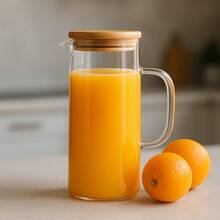 Glass Jar With Bamboo Lid 1L Airtight Juice Water Tea Borosilicate Promotion! - Trong sáng - Xem 1