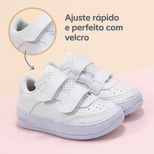 Girls' Black And White Sneakers With Hook And Loop Fastener, Casual, Lightweight, Flexible And Secure - 白色 - 查看 7