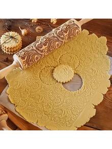 2025 Holz Weihnachts-bedruckter Nudelholz, geschnitzter geprägter Kuchenteigroller, Handwerk