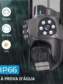 Câmera De Segurança Wi-Fi Externa Com 3 Lentes, 360°, Zoom Óptico, Visão Noturna, À Prova D'Água - Preto - Visão 9