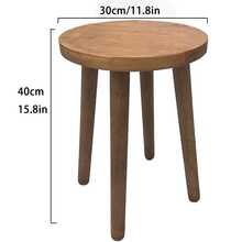 VingeGa 15.8-Inch Removable Wooden Vanity Stool, Bar Stool, Round Wooden Bench, Wooden Bathroom Vanity Bench, Indoor Plant Stand, Plant Stool, Suitable For Plant Stand, Kitchen, Bathroom, Bedroom, Living Room, Dining, Classroom - Multicolor - View 8