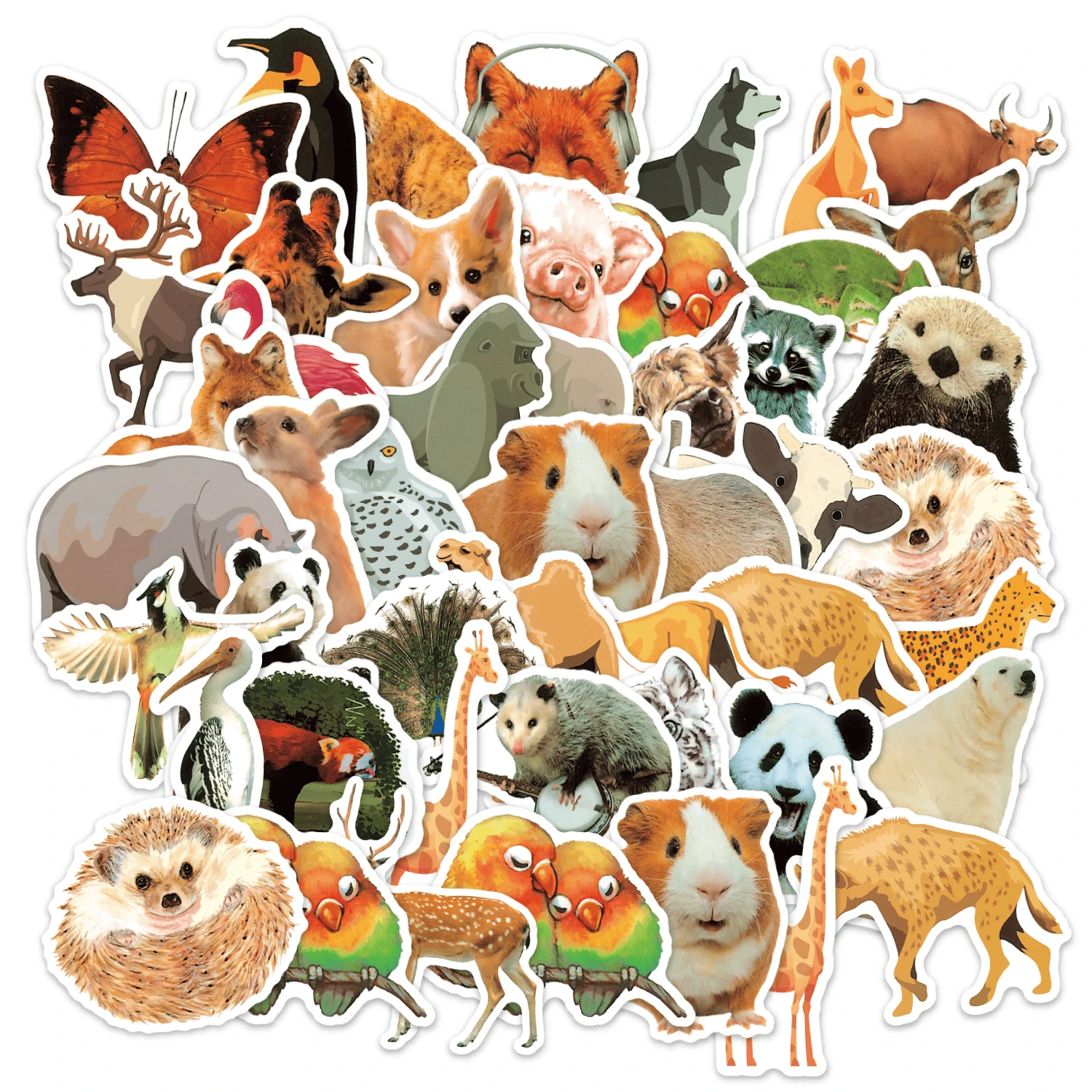 50 sztuk realistycznych naklejek z graffiti przedstawiających zwierzęta, idealne naklejki-nagrody do ozdabiania telefonów komórkowych, komputerów, walizek, notatników, kieliszków do wina i kasków