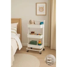 White Multipurpose Organizer Cart With Wheels For Manicure, Bathroom, Laundry, Books, Fruit Bowl - 白色 - 查看 5