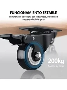 Kit 4 Ruedas De Pvc Rodaja Giratoria Con Frenos 2in Negras para Muebles de y Oficina, Transporte de Carretillas - Negro - Ver 4