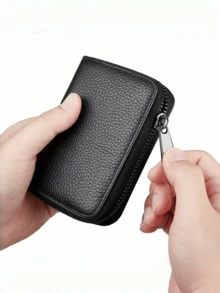 Bolsa de Cartão Sanfonada de Grande Capacidade para Homens, Uma Carteira Mini Essencial para o Transporte Diário, Bolsa de Cartão com Zíper Ultrafino com Bolso para Moedas, Múltiplos Slots para Cartões, Manga para Cartões de Grande Capacidade, Construção Simples e Elegante, Feita de Couro PU Comercial, Com Design de Textura Simples, Múltiplos Slots e Mangas Ultrafinas para Cartão de Crédito e Carteira de Identidade, Design de Zíper Durável, Adequado para Uso Diário por Homens e Mulheres, e Um Presente Ideal para as Pessoas.