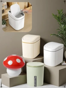 1个迷你垃圾桶，小型带盖垃圾桶，桌面垃圾桶，塑料桌面废纸篓，采用旋转盖设计，防止异味泄漏，用于存放果皮和纸屑等桌面垃圾，保持桌面整洁，适用于浴室、家庭办公室、咖啡桌、办公桌。 - 彩色 - 查看 5