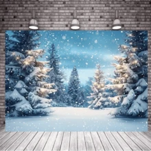 Extra Large Winter Wonderland Photography Backdrop - Snowflakes And Forest Scene, Suitable For Christmas Party Decor, Polyester Photography Studio Prop