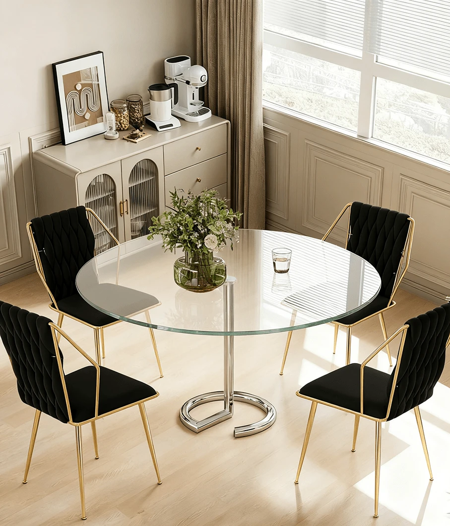 Juego de 2 sillas de comedor, respaldo alto, reposabrazos, patas de metal, sillón, silla de sala de estar, terciopelo negro