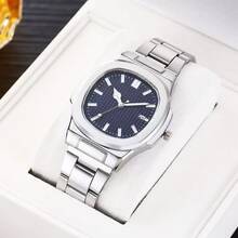 2025 New Men's Square Business Sports Calendar Adjustable Steel Band Quartz Watch, Suitable As Gift/Birthday Present