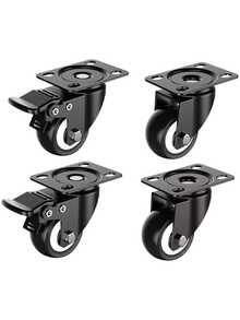 Kit 4 Ruedas De Pvc Rodaja Giratoria Con Frenos 2in Negras para Muebles de y Oficina, Transporte de Carretillas - Negro - Ver 1