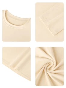 1pc Boys' Casual Cool Graphic Print Crew Neck Long Sleeve T-Shirt, Loose Fit Student Streetwear Top, Autumn, Young Silhouette Design - Apricot - View 5