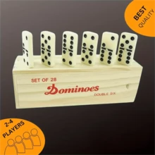 28pcs Wooden Domino Set - Push And Drop Board Game, Fun Tabletop Tile Game, Suitable For Outdoor Camping And Travel, Classic Black And White Dominoes With Storage Box, Interactive Strategy Game For Skill Development, Outdoor Game | Classic Board Game | Durable Structure, Classic Board Game Travel Set