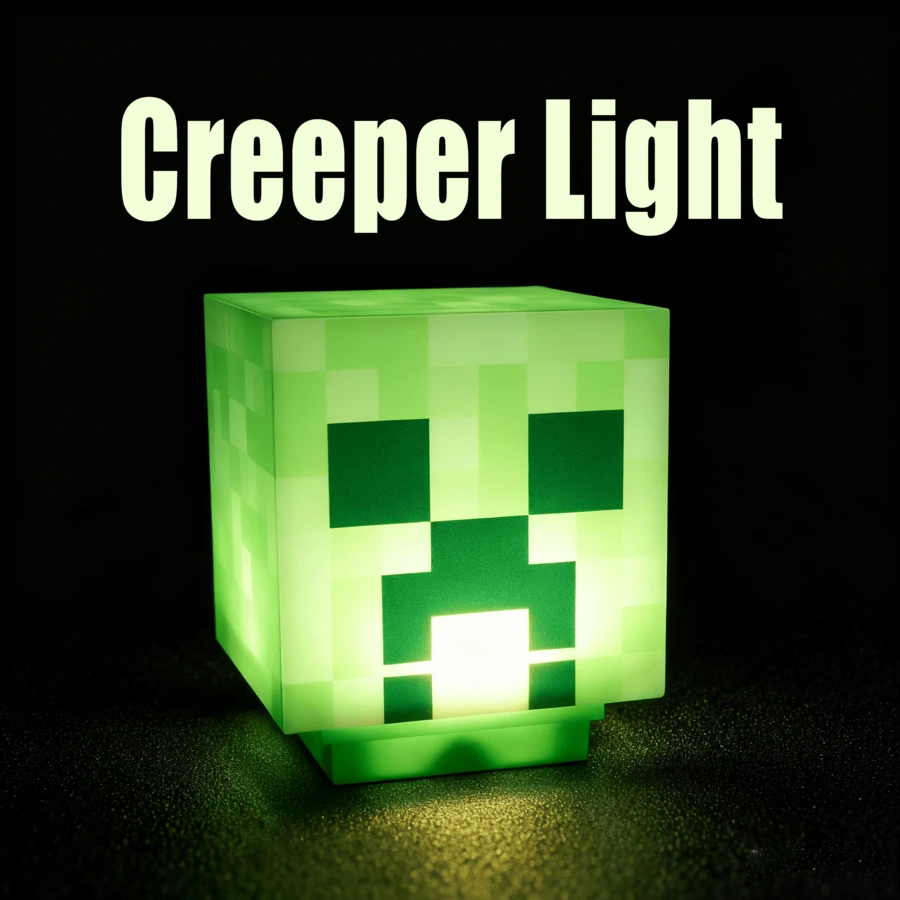 Creeper Pixel Light, LED Soft Light, Night Light, Explosion Sound, Game Atmosphere, Gift For Boys And Girls - 綠色 - 查看 1