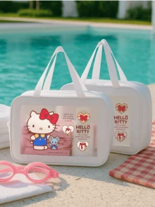 Sanrio Hello Kitty Transparent PVC Travel Bag, Official Licensed Waterproof Toiletry Bag with Zipper Closure and Handles, Cute Kawaii Design for Gym Beach Pool Weekend Trips, Gift for Girls Teens Sanrio Collectors, Bathroom Essentials Cosmetics Storage Organizer, Travel Accessoriess Hunctable, - 凱蒂貓 - 查看 10