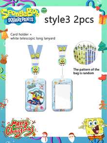 2/4/6 pezzi Porta tessere SpongeBob SquarePants, per metropolitana, campus, autobus, tessera pasto, tessera cittadino, tessera controllo accessi, tessera ritiro/consegna, tesserino di lavoro, cordino, guscio rigido, pass di accesso, etichetta, migliore decorazione per atmosfera festiva