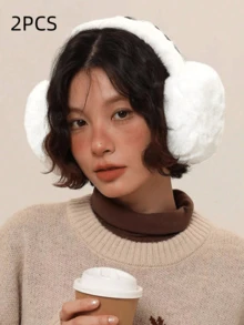 2PCS/1pc Unisex Solid Color Earmuffs - Soft Plush Ear Warmer,Snowy Women Earmuffs , Foldable Ear Muffs, Women Cute Ear Covers Adjustable Headband With Fuzzy Thermal Lined Comfortable Coldproof Earmuffs For Winter Outdoor,Taking Photos At A Party,Outdoor Earmuffs.Winter Accessories Fall - B - View 24